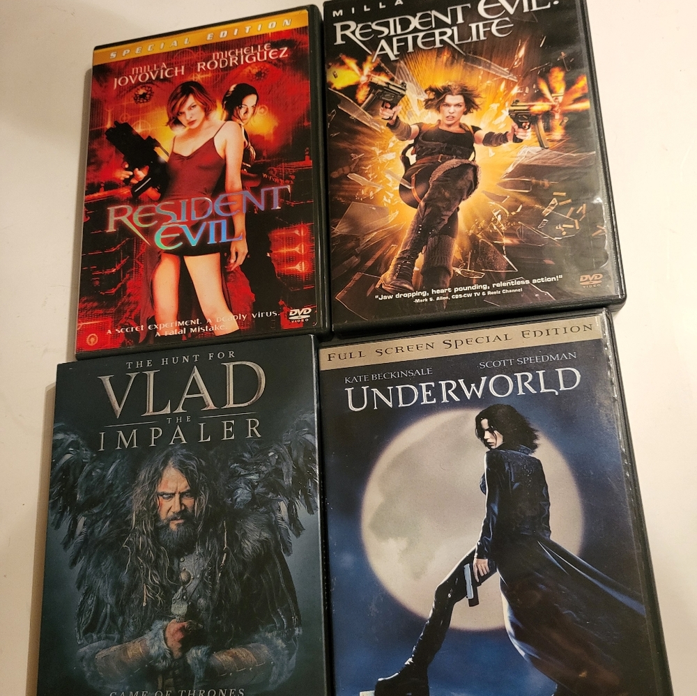 4 Horror Supernaternal DVD'S Resident Evil -Vlad - Underworld Vampire Zombies